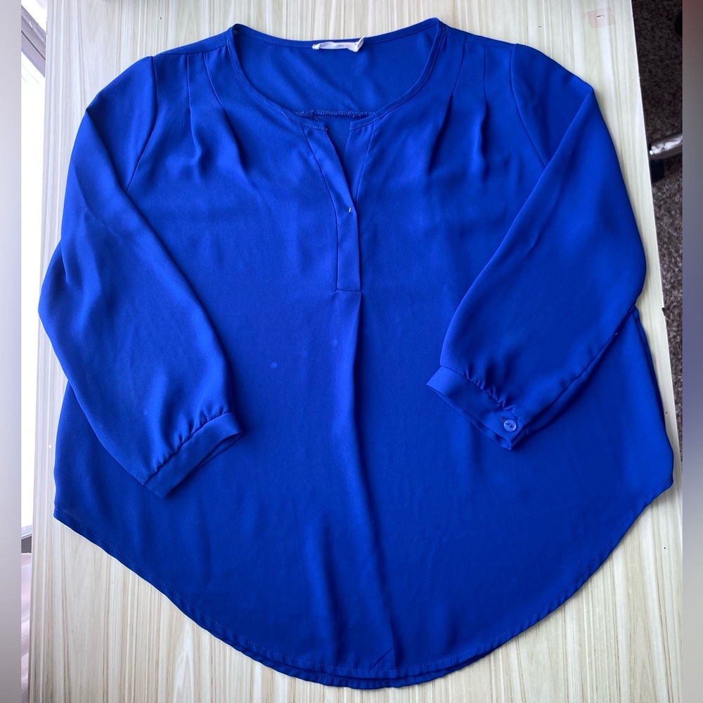 Lush Royal Blue V-Neck Blouse
